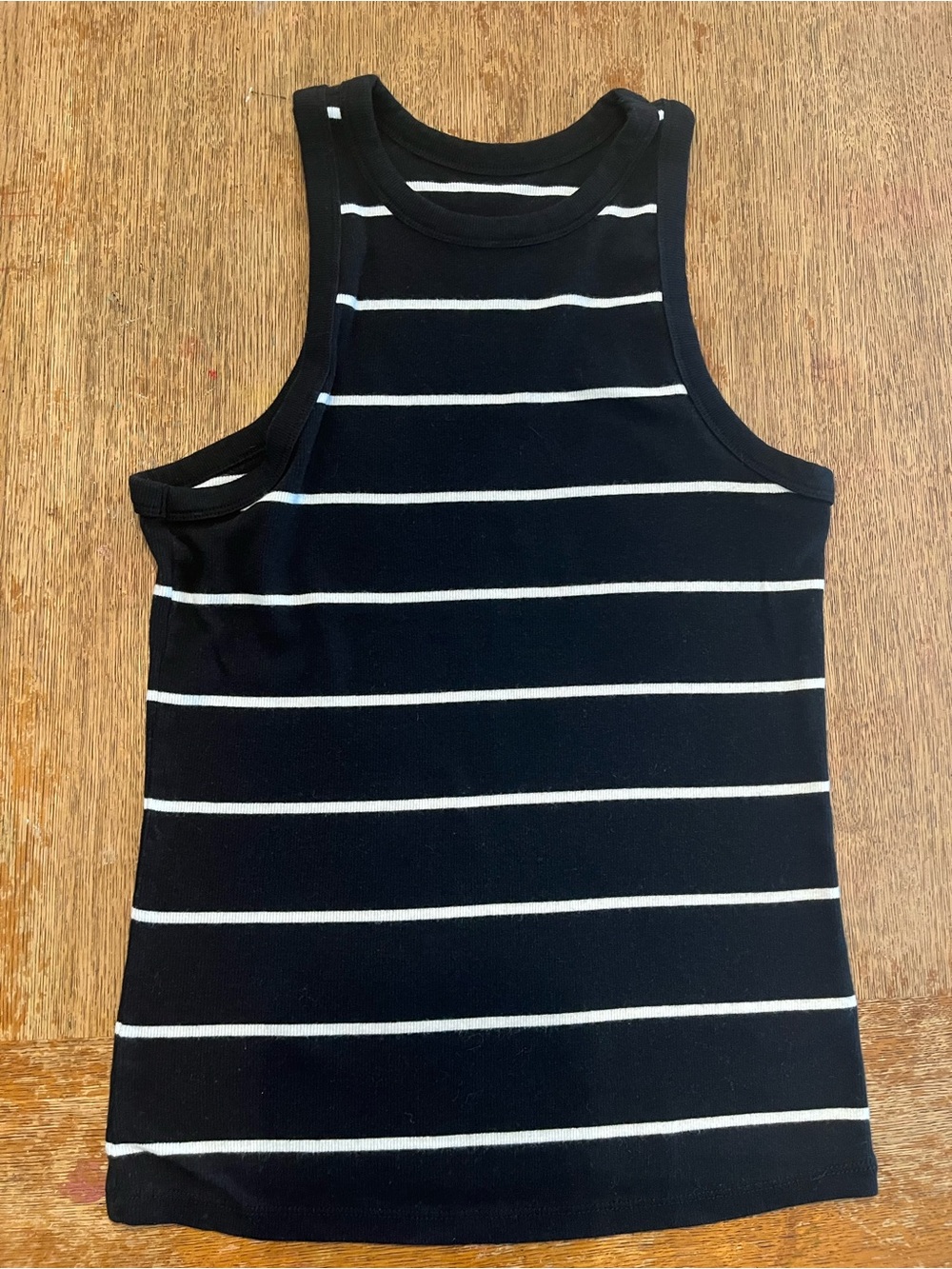 A new day Women's Black & White Striped Tank Top